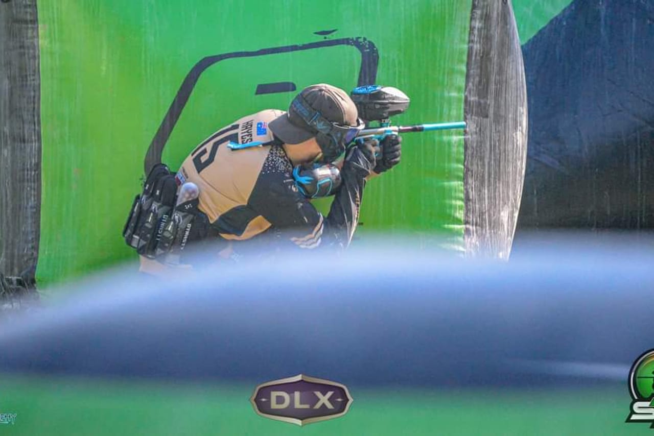 A Lumberjacks player behind a bunker