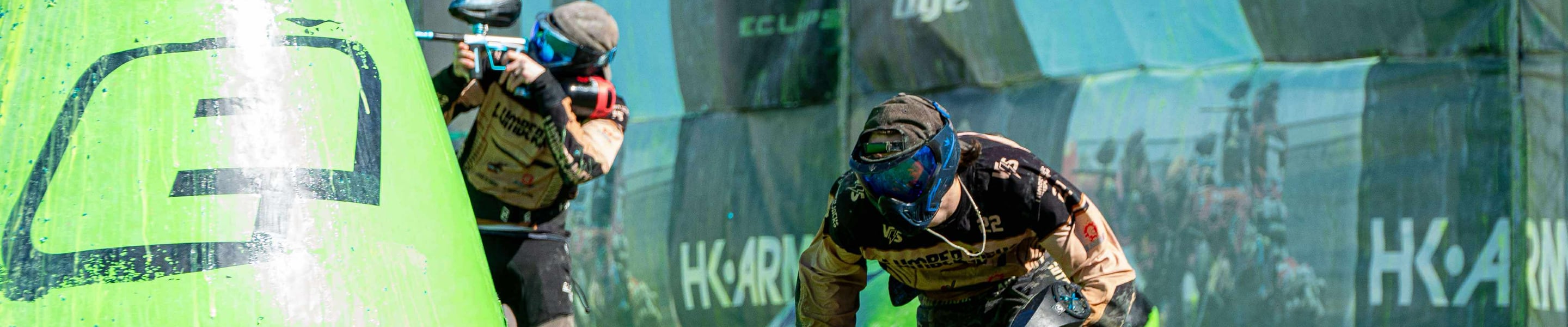 A Lumberjacks player behind a bunker